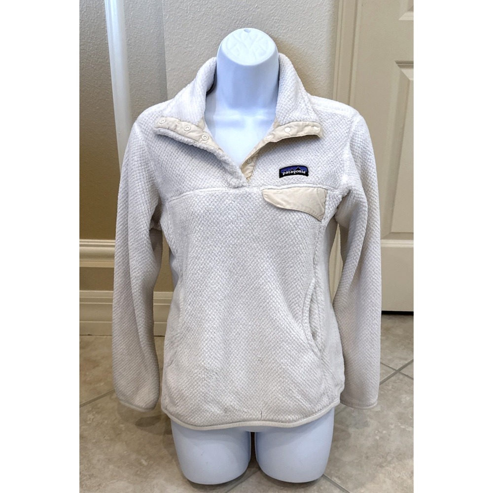 Patagonia Synchilla Quarter Snap Fleece Pullover Ivory Beige Off White Sz S **